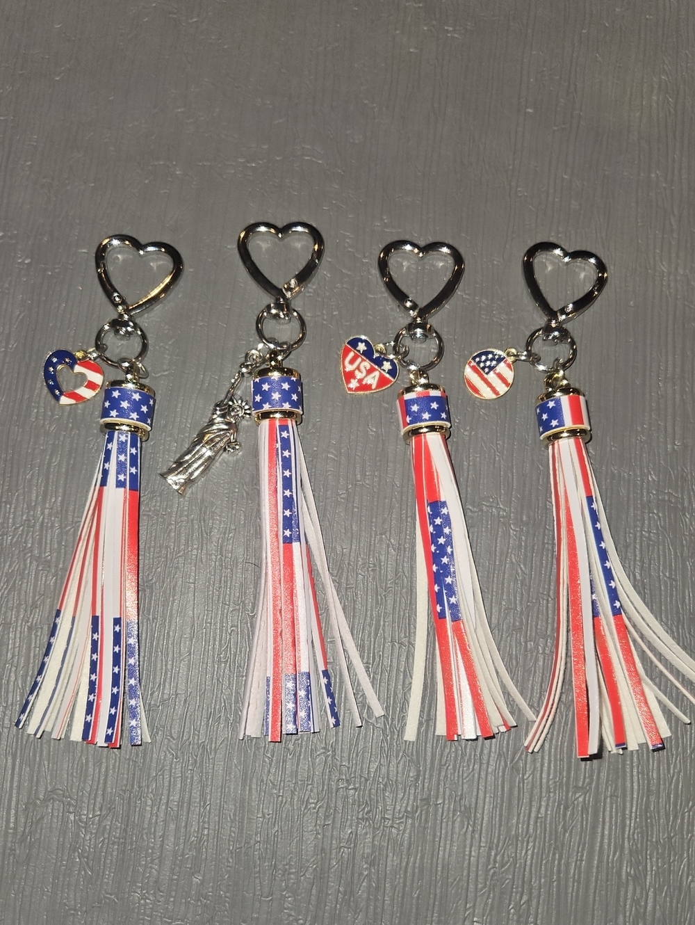 Patriotic USA Flag Tassel Keychains Nwot